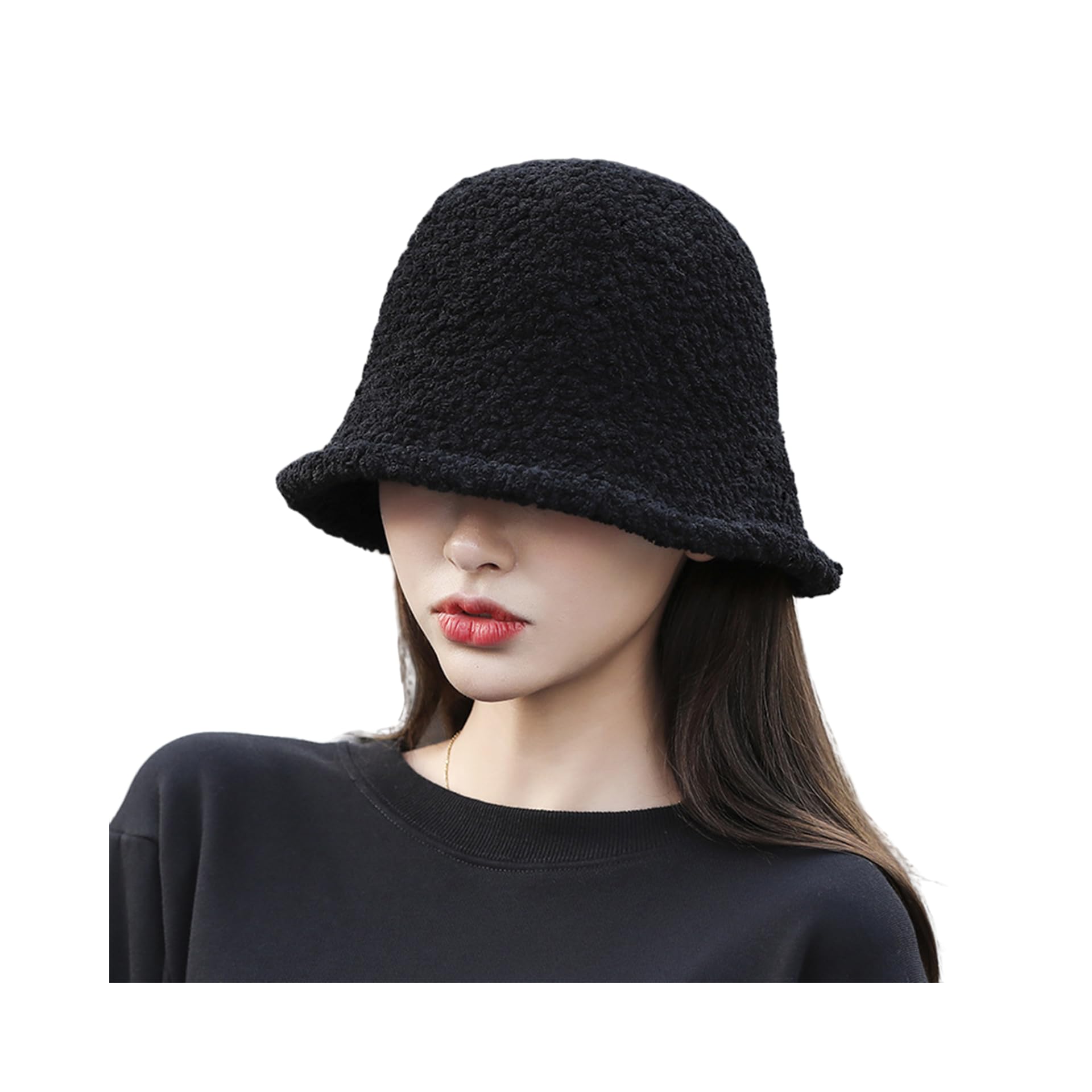 Fischerhut Winter Damen Eimer Hut Anti Kälte Wintermütze Warmer Damenmütze Vintage Elegant Wollemütze Weich Winterhut Faltbar Fischermütze für Outdoor Sport Freizeit Urlaub