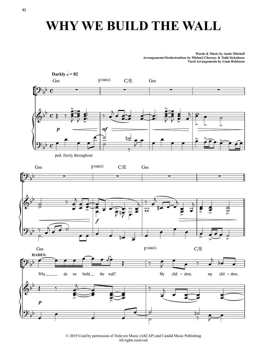 Hadestown - Piano, Vocal and Guitar