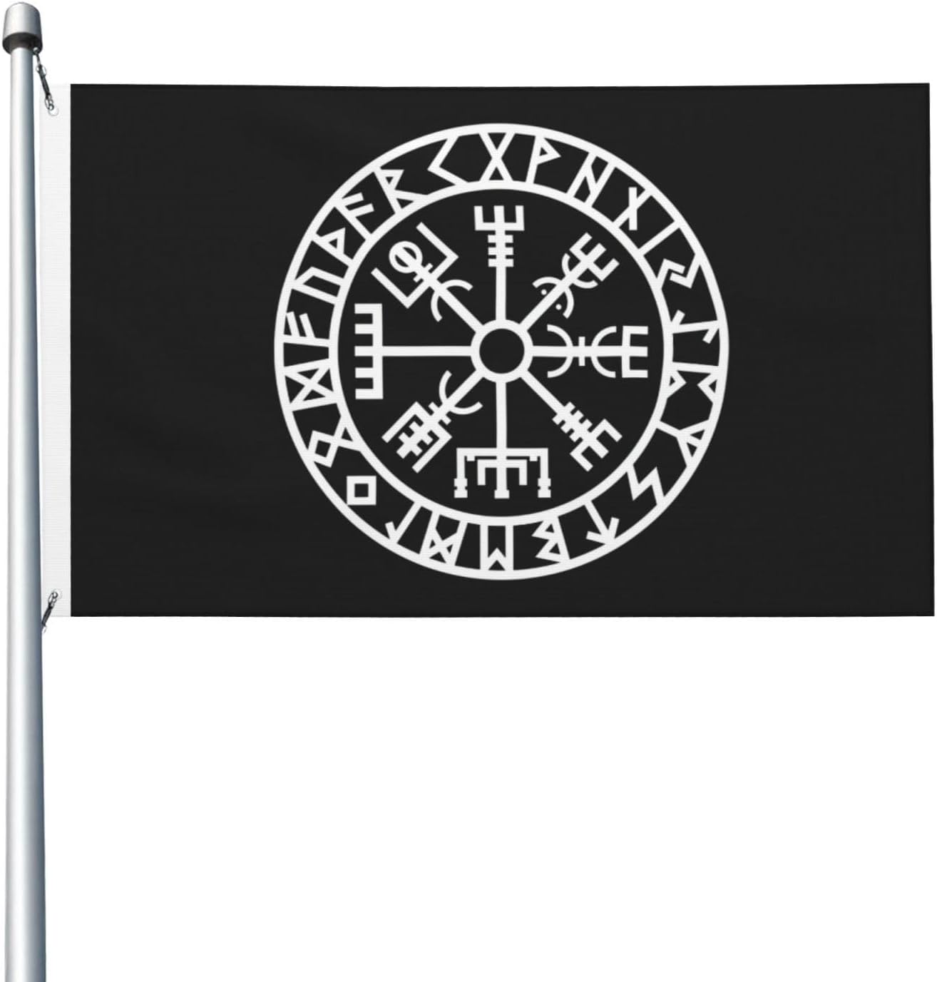 Viking Runes Compass Flag 3x5 ft Double Sided Polyester UV Fade Resistant Banner Flag for College Parties Dorm Room Yard Bedroom Garden Outdoor Indoor Decor with 2 metal grommets