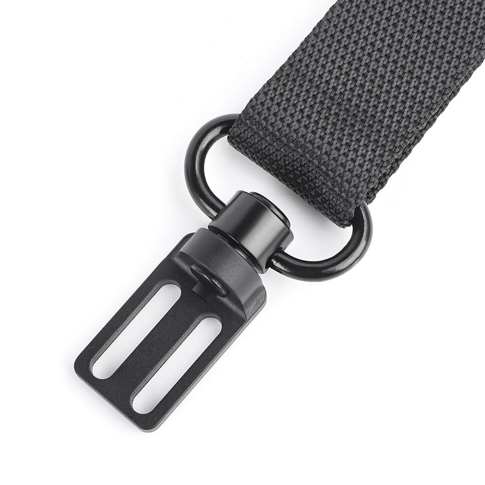 Tactical 2 a 1 Punto triglide (2,5 cm) Sling Adapter, Push Button Quick Release Swing Girevole per Outdoor Bag Cinghie Accessori (Nero)