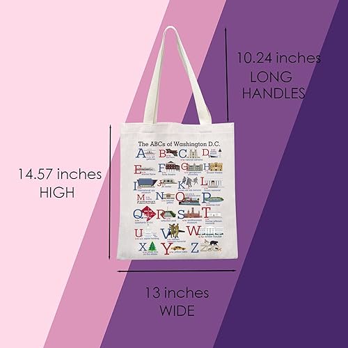 Vista 2 de MNIGIU Washington DC Alphabets Tote Bag Washington DC Souvenir Gift Washington DC Welcome Bag