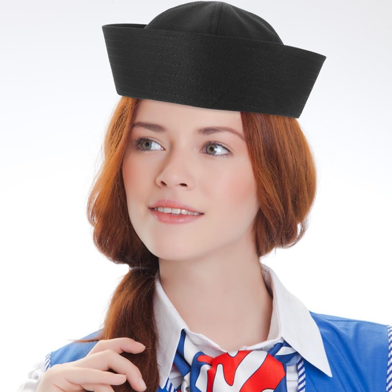 Healeved Sailor Captain Hat for Adults and Comfortable Soft Fabric Nautical Theme Party Cosplay Performance Black Boat Captain Hat for Women Men - Image 2