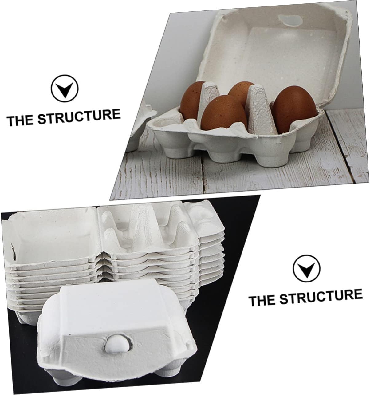 3 Sets 10pcs Pulp Egg Tray Egg Holders Egg Trays Eggs Refrigerator Fresh Egg Holder Egg Flats Paper Egg Storage Rack Egg Dispenser Cell Egg Box Egg Rack Carton Travel (Light Greyx2p