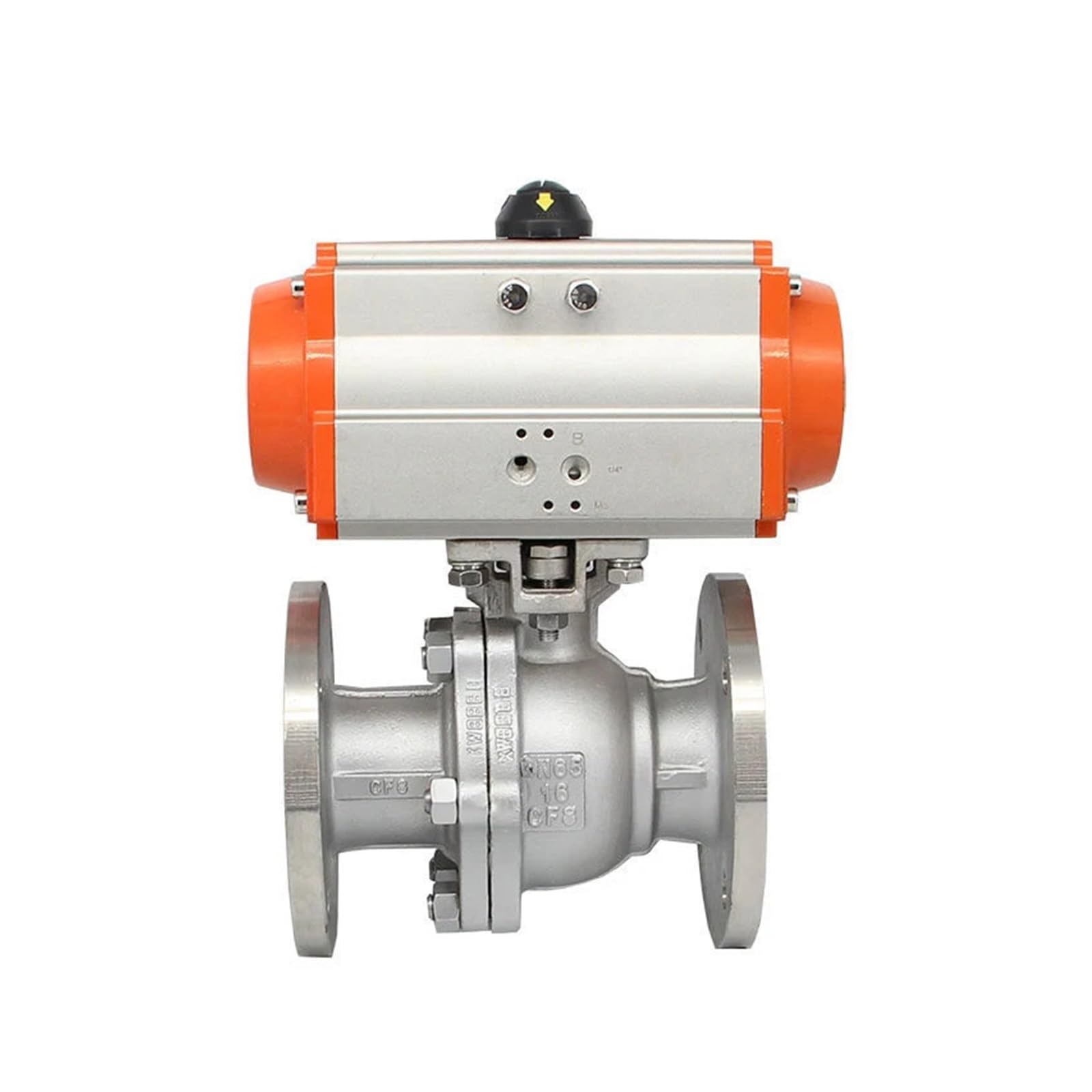 KKHCMZPI 2-1/2" 304 Stainless Steel Pneumatic Flanged Ball Valve Double Acting Cylinder High Temperature Steam Flange Ball Valve