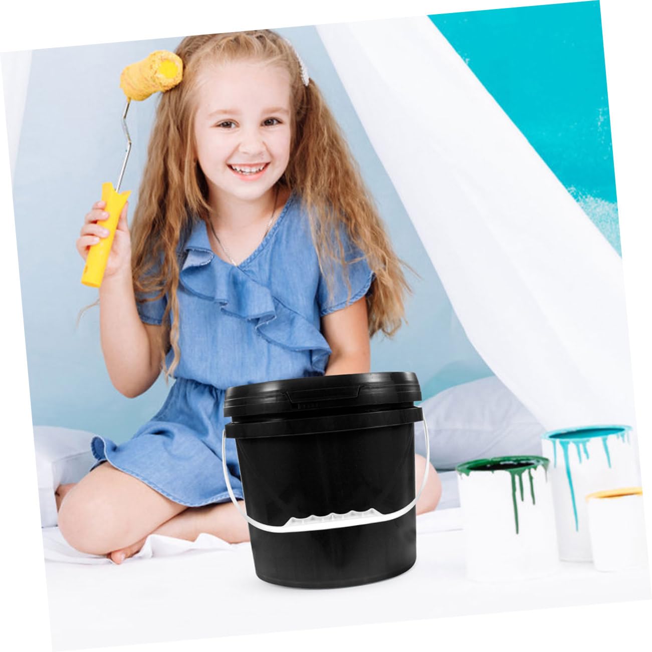 WOONEKY Cubo De Pintura De Plástico con Tapa y Asa Contenedor De Almacenamiento para Pintura Uso Profesional y