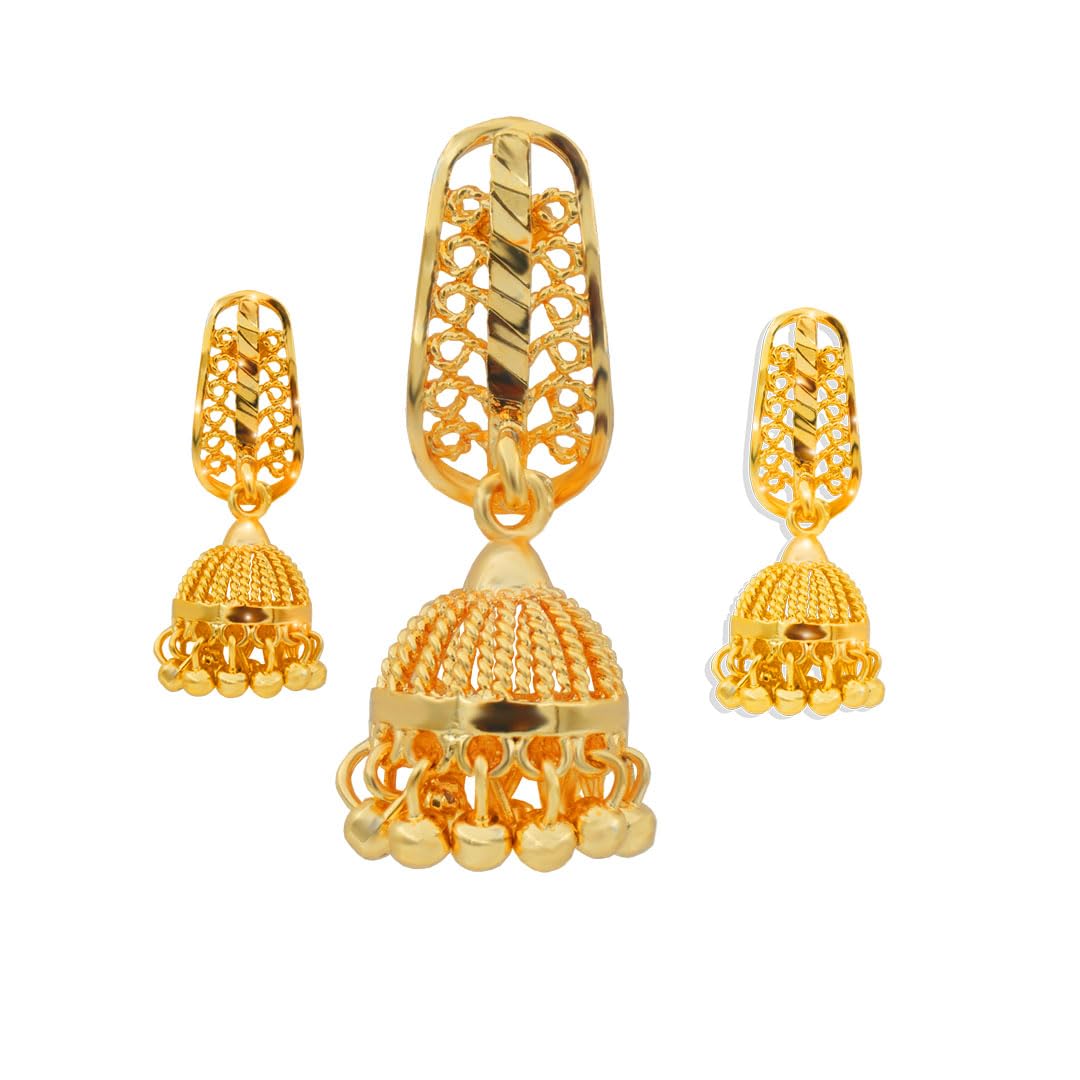Exquisite One Gram Gold Coated Stud Earrings & Kaan Chain Champaswaralu Jhumka Combo (B0CYLKJ48T) Amazon Price History, Amazon Price Tracker