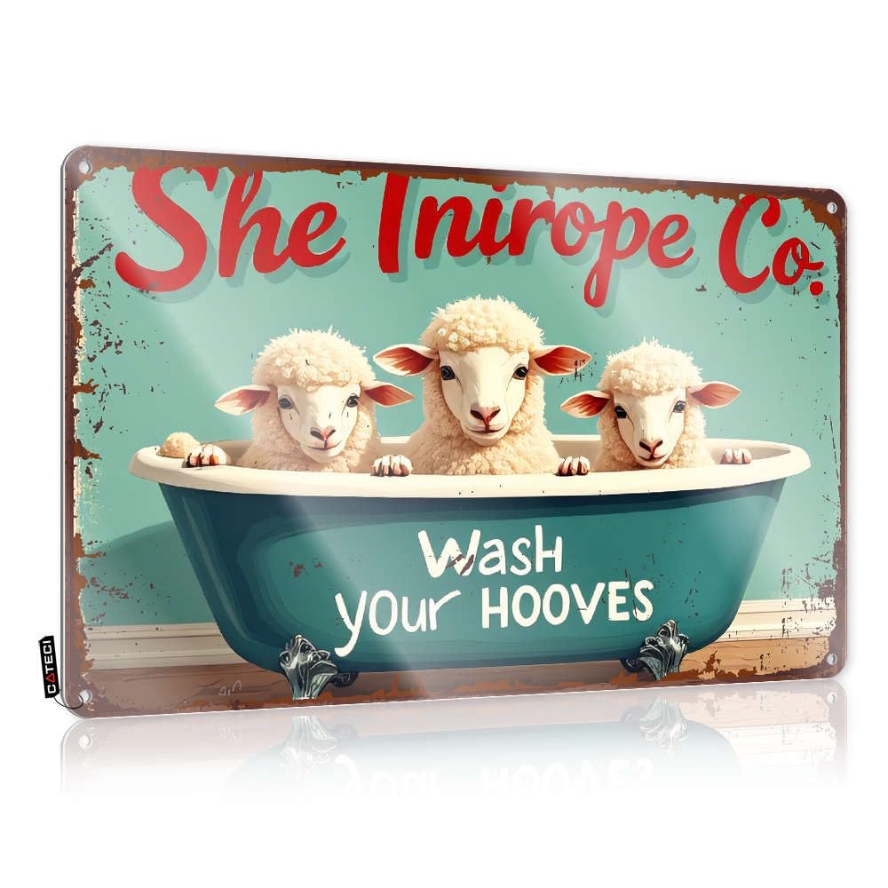 Fzfn Colour Decorations Room Stuff Ready To Hang - Sheep In Bathtub Promoting Hoof Washing. Nice For Basement(30X40cm)