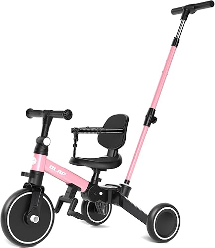 Glaf Triciclo para niños pequeños de 1 a 3 años con mango de empuje de 2 a 4 años, bicicleta de bebé de juguete para niños y niñas de 1 año con