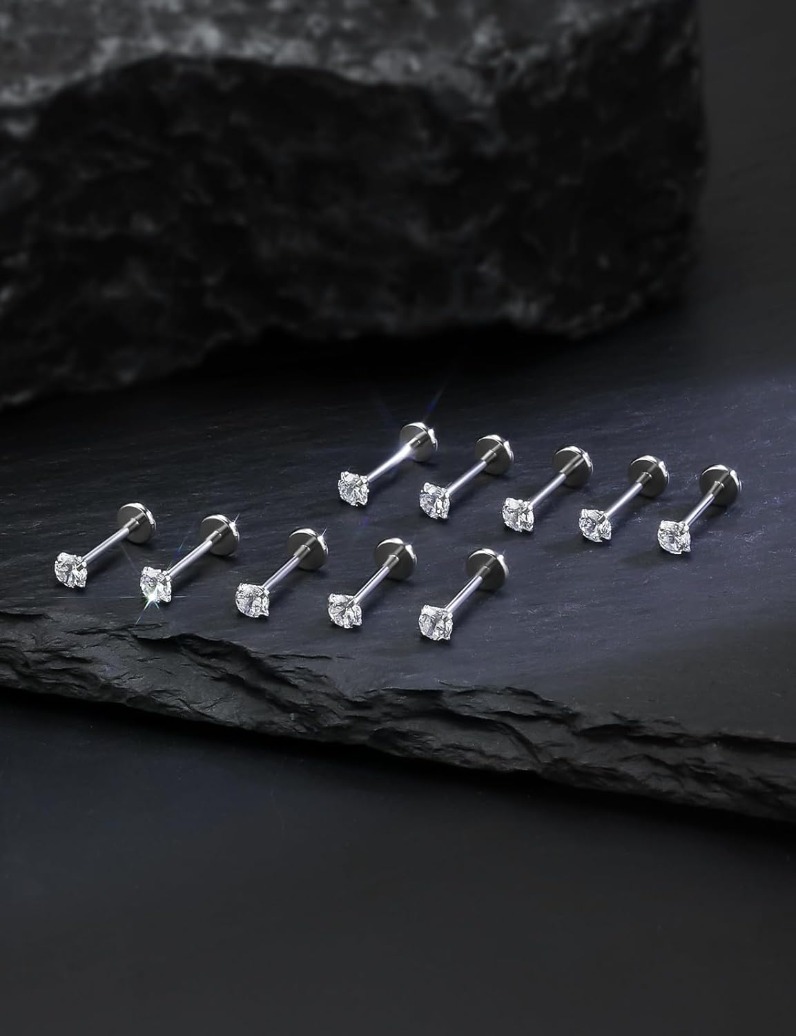 20G 18G 16G Threadless Flat Back Earrings Nose Stud 316L Surgical Steel Medusa Labret Monroe Lip Ring Tragus Forward Helix Conch Cartilage Lobe Earrings Stud Piercing Jewelry For Women Men - Image 6