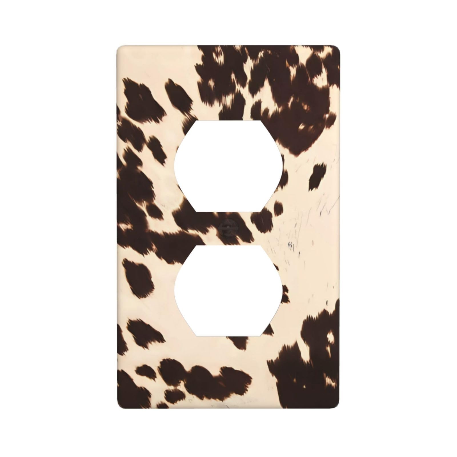 Dual Socket Wall Plate - Durable and Stylish Outlet Cover for Residential Easy to Clean 4.5 x 2.76 in Brown Cowhide Picture