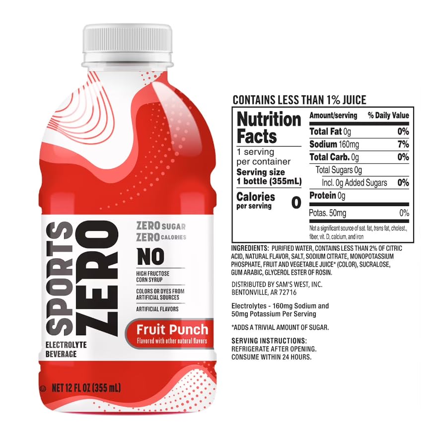 Sports Drink Zero, 12 fl. oz., 24 pk.