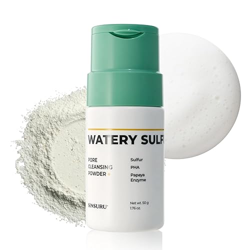 Polvo limpiador de poros de azufre acuoso, enzima coreana y polvo de arroz y lavado facial PHA para eliminación de puntos negros, piel sensible y