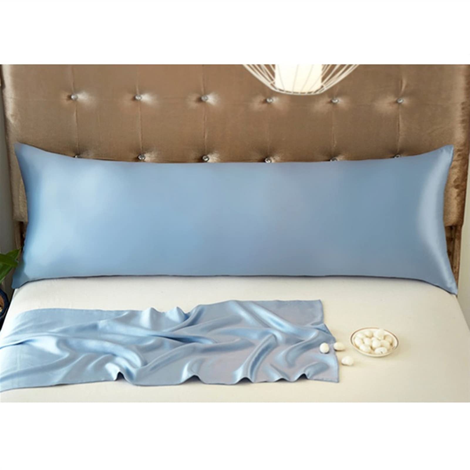 Fundas de Almohada Funda de Almohada Larga de Seda de Seda Pura con Cremallera Oculta con Cremallera de Seda Suave Cubierta de Almohada para Ropa de Cama (Color : Black, Size : 51x152cm)
