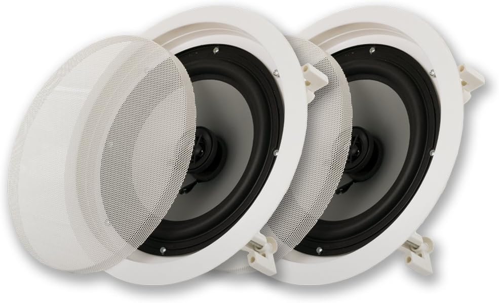 Super Sale 🛒 Acoustic Audio CSic82 in Ceiling 8 Speaker Pair 2 Way Home Theater Speakers