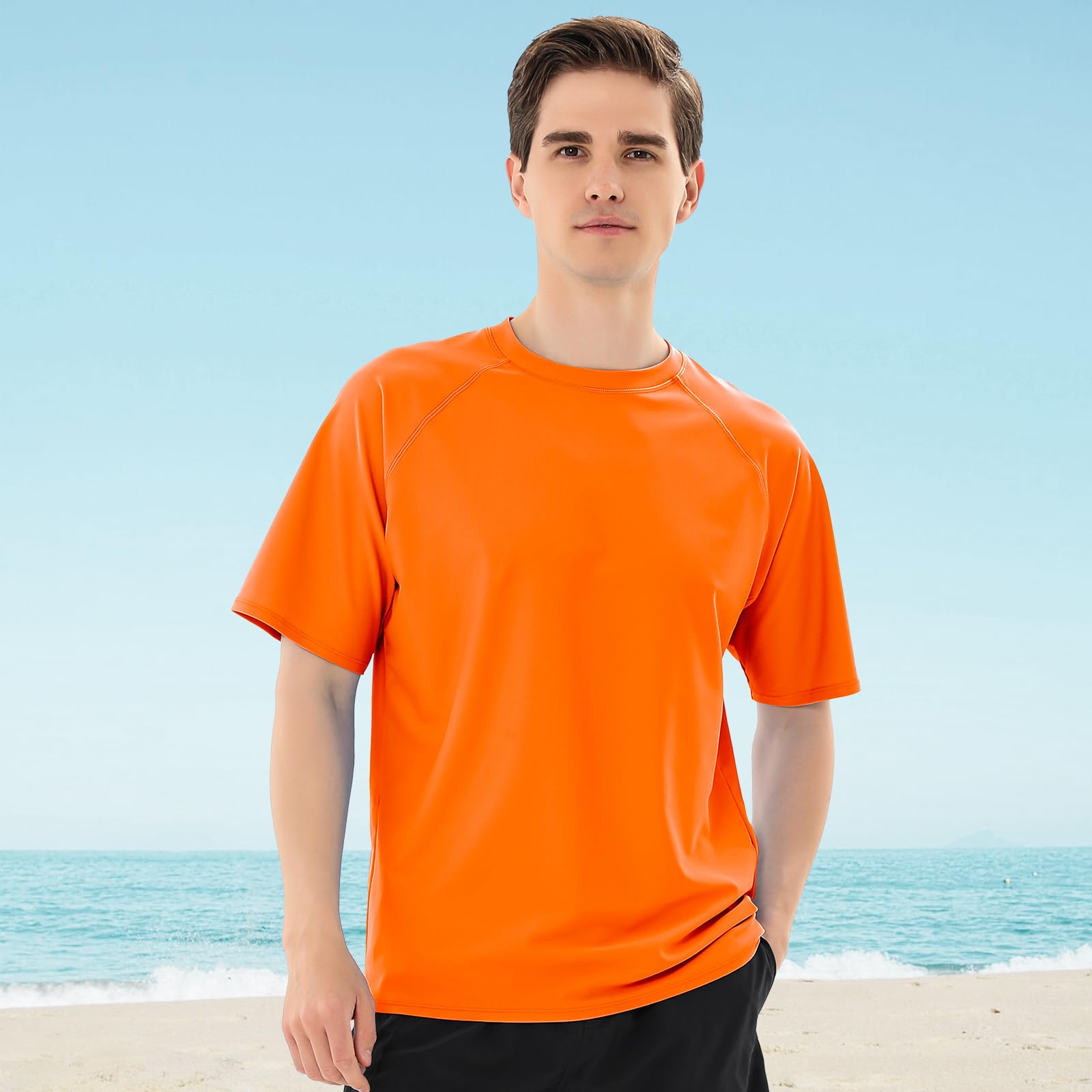 2 Piezas Camiseta Protección Solar Hombre con Manga Corta UPF 50+ Camiseta Anti UV Traje de Baño de Rashguard Camisa Deportiva Secado Rapido para Adultos