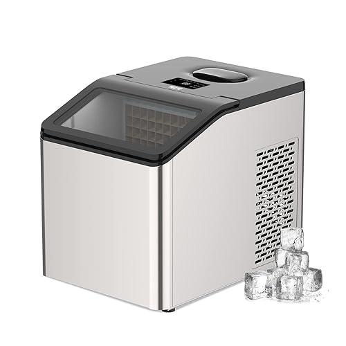 VECYS Máquina de hielo grande IC3001, máquina de hielo cúbica comercial de acero inoxidable de 67 libras diarias, 36 piezas listas para hielo en 13