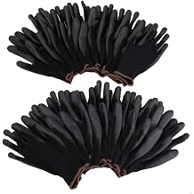 Familyhouse Seamless Nylon Nitrile Coated Work Gloves, Garden Gloves, 12 Pair Pack