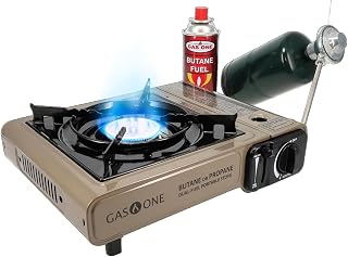 Gas One GS-3400P Dual Fuel Portable Camping Stove - Propane & Butane Compatible, Patented Safety, Carrying Case Included