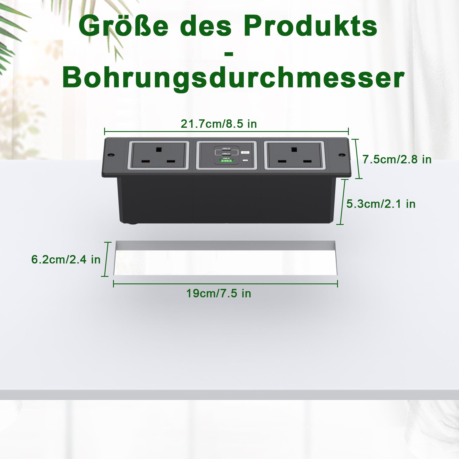 Ciabatta elettrica da incasso con PD 65 W USB C