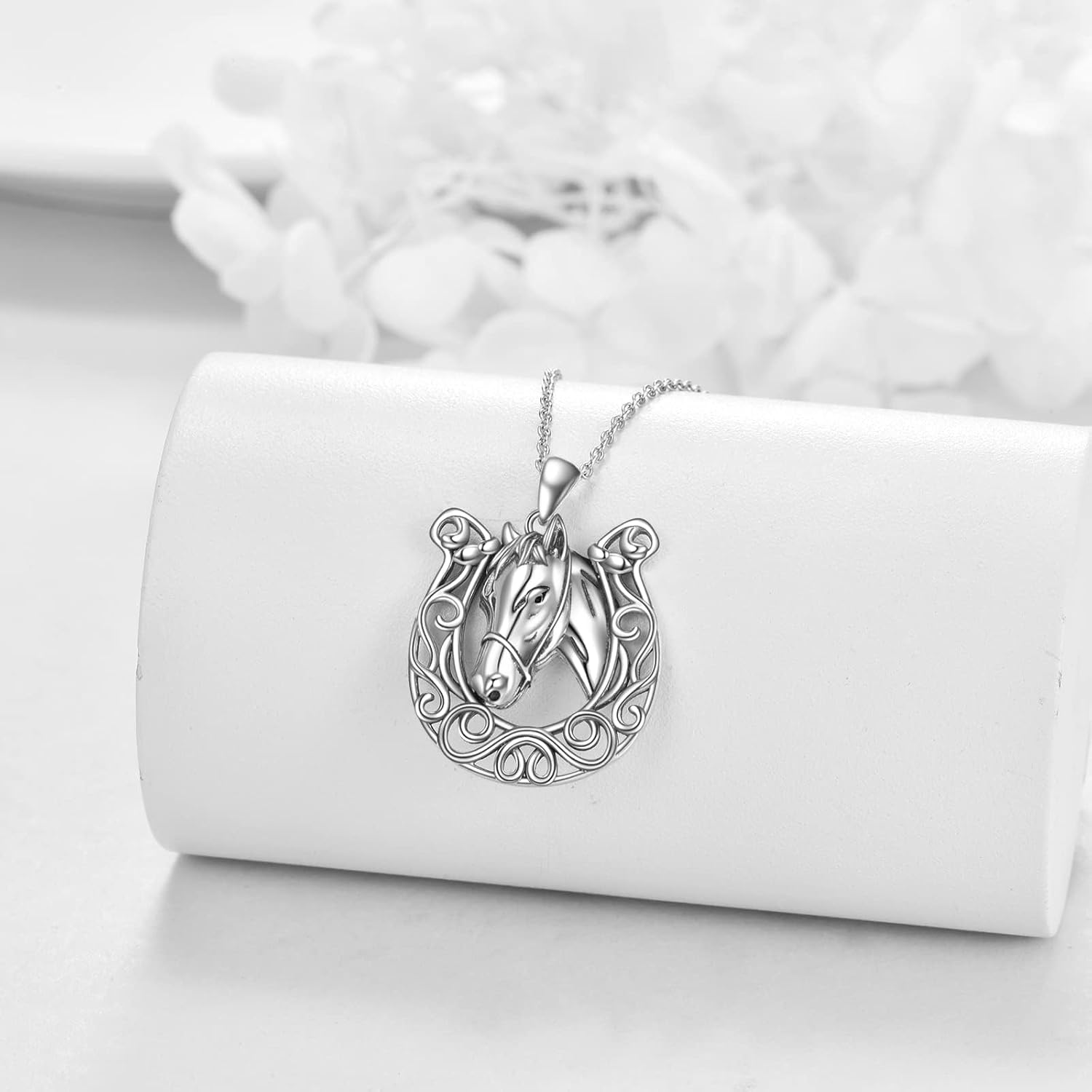 YAFEINI Horseshoe Horse Necklace 925 Sterling Silver Celtic Knot Horse Pendant Lucky Horse Jewelry Gifts for Women Girls… - Image 4