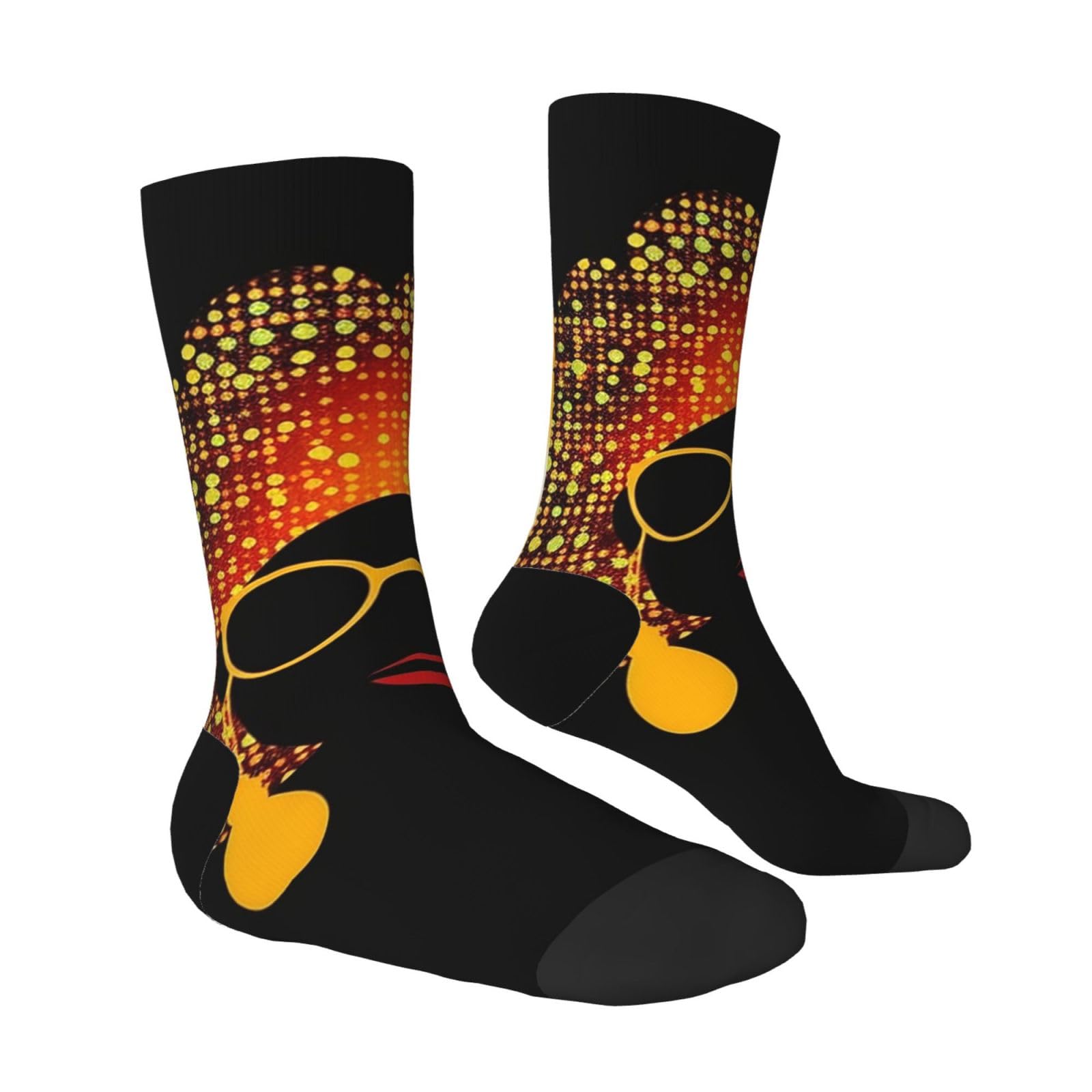 LZQPOEAS Cute African Woman Athletic Socks Unisex Cushioned Crew Socks Hiking Running Calf Sock Soft Above Ankle Sock