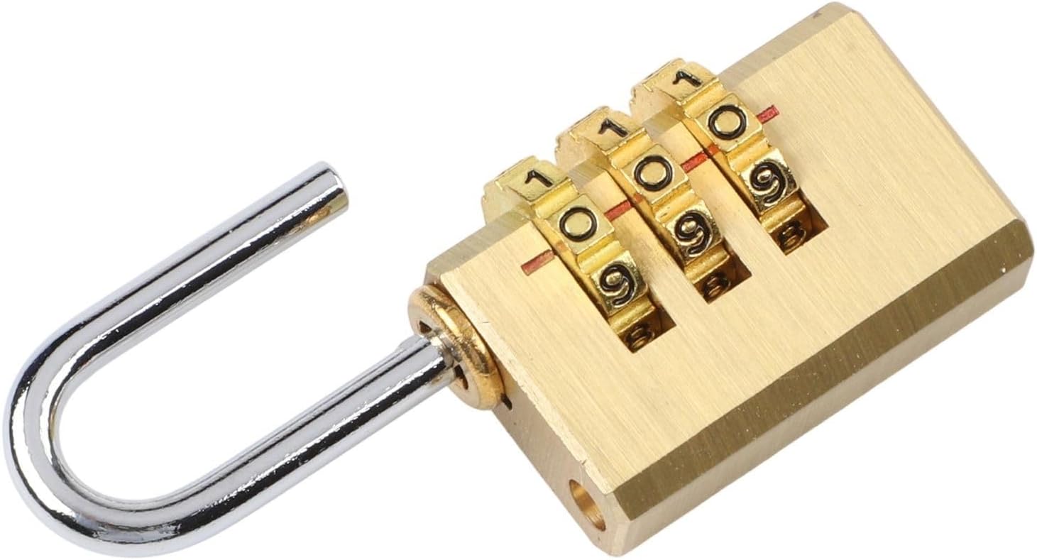 Heavy Duty Solid Brass Padlock with 4 Digit Combination Lock for Gym Lockers, Toolboxes, Luggage, and Secure Storage Use (3 Digit 21MM)
