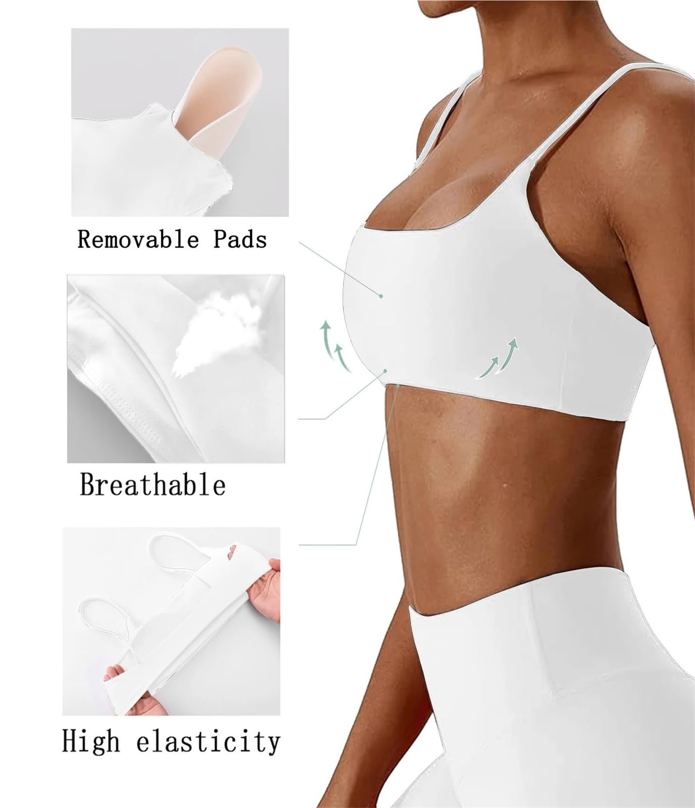 Biustonosze sportowe do treningu, Nylonowy biustonosz sportowy z miękkim tyłem i krzyżem do jogi Fitness Running Top wielokolorowy, wiele rozmiarów