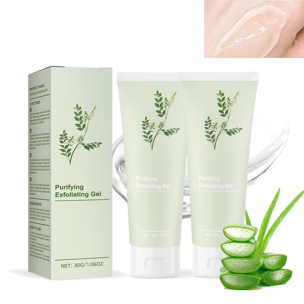 Purifying Exfoliating Gel, 2PCS Deep Cleansing Face and Body Exfoliating Scrub Gel, Advanced Purifying Exfoliatings Moisturizing Scrub for All Skin