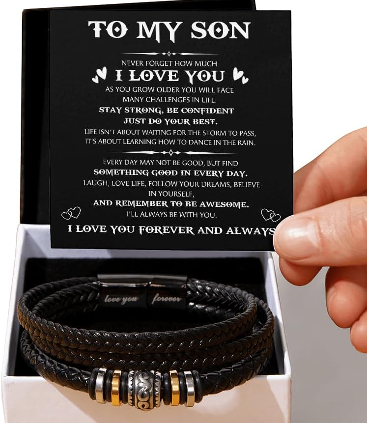 To My Son Bracelet From Mom and Dad, Personalized Amazing Son Bracelet From Mother Father, Inspiration Graduation Birthday Gifts, Cool Christmas Gift for Men - Image 5