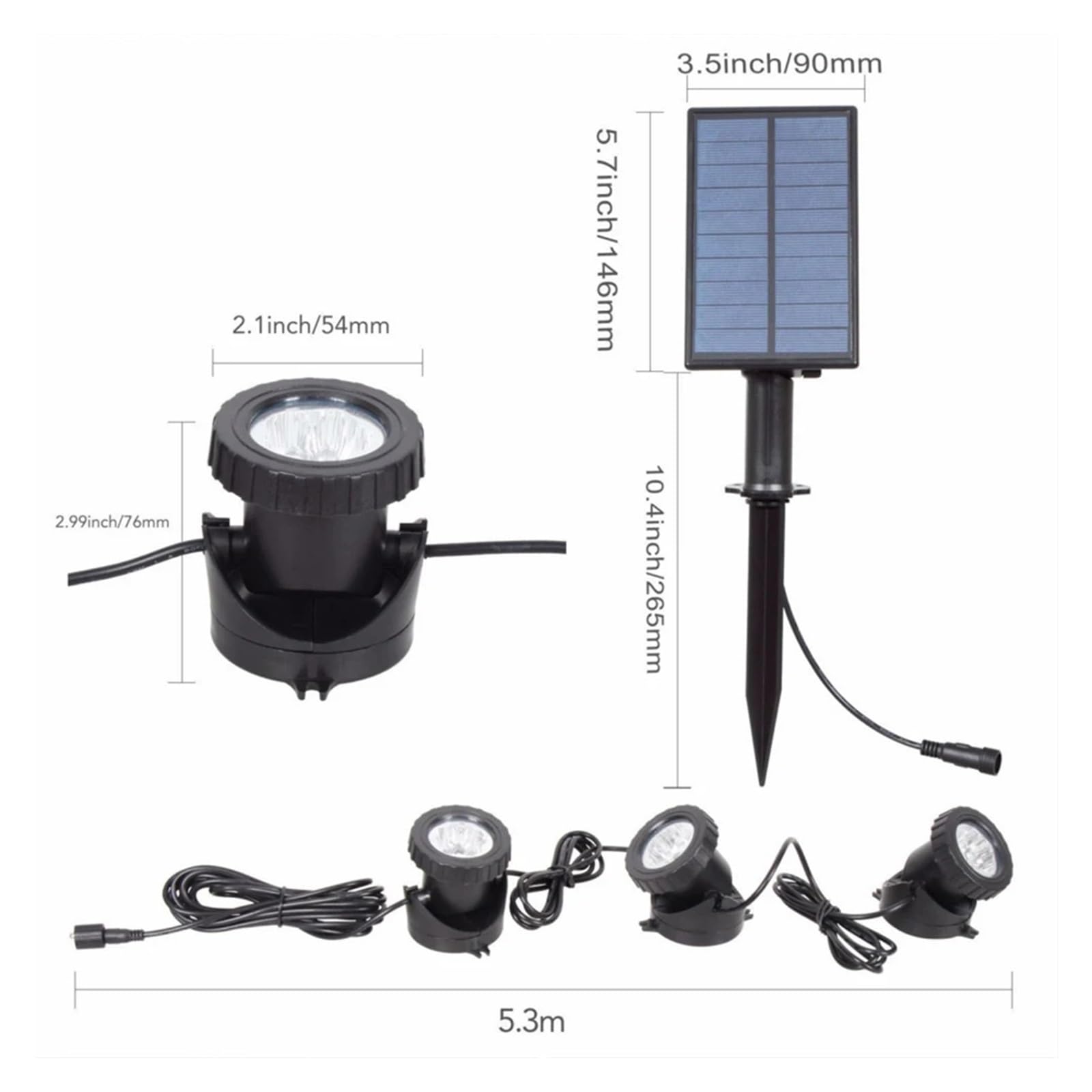 Lámpara LED Subacuática Solar RGB, Foco Cambiable IP68, Impermeable, Fuente De Piscina, Estanque, Acuario Crear Un Ambiente(2pcs RGB Lamp)