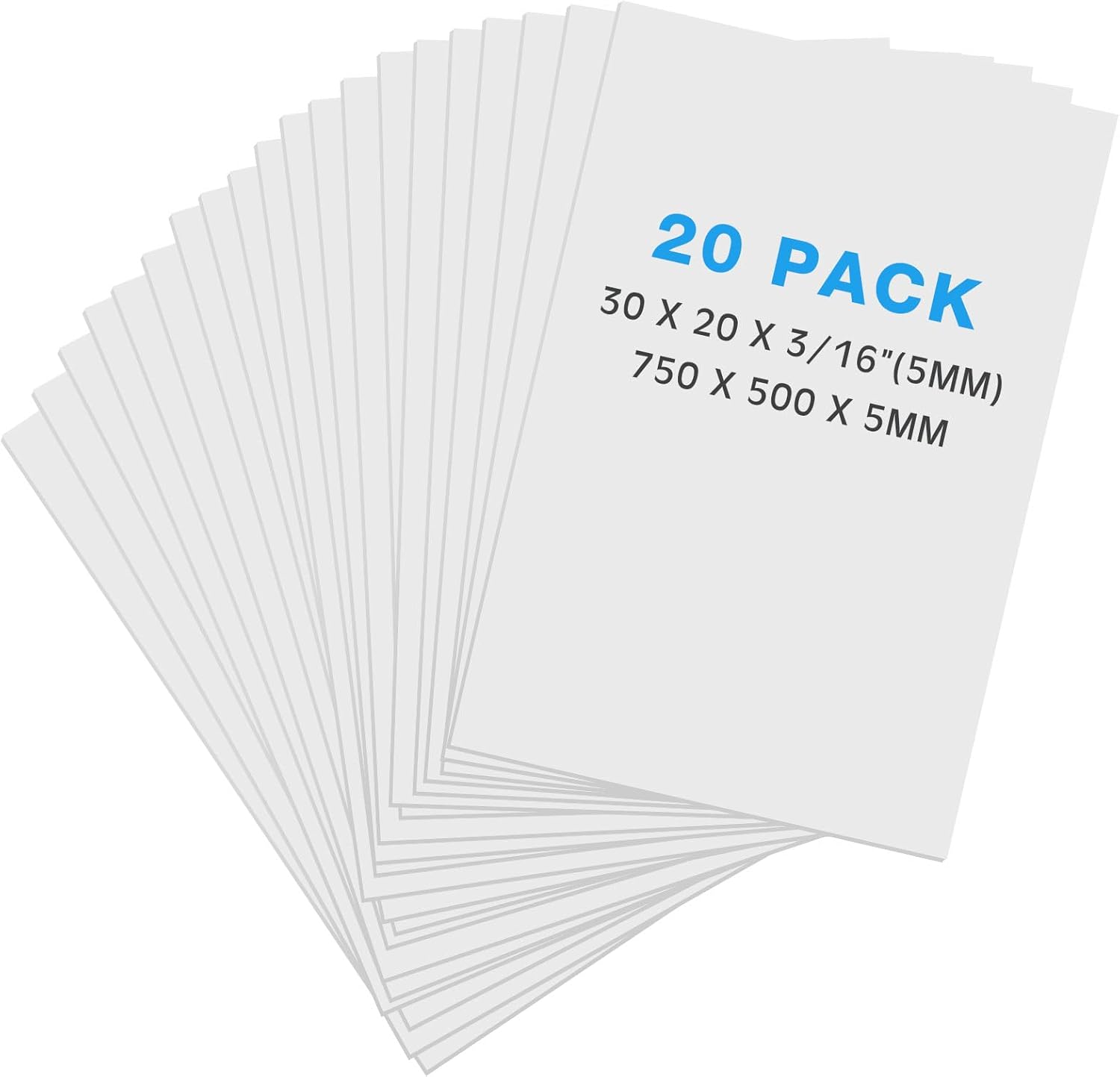 Tenceur 20 Pcs Large Foam Boards Bulk Foam Core Backing Board 3/16 Inch Thickness Foam Core Board Foam Poster Boards for Presentations, School, Office, Art Projects(White,20 x 30 x 3/16 Inches)