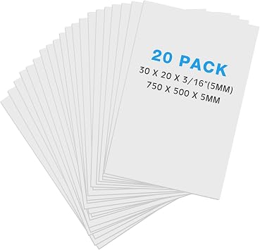 Tenceur 20 Pcs Large Foam Boards Bulk Foam Core Backing Board 3/16 Inch Thickness Foam Core Board Foam Poster Boards for Presentations, School, Office, Art ProjectsWhite,20 x 30 x 3/16 Inches