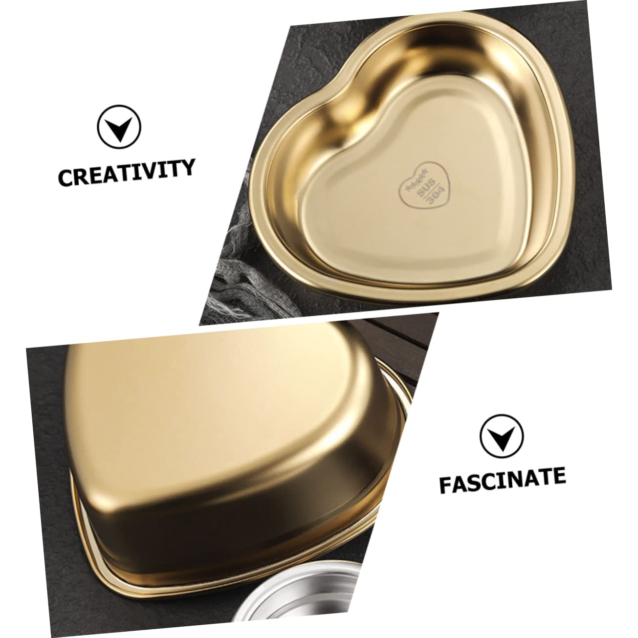 Ciieeo 5piezas Plato De Postre Corazón De Acero Inoxidable Bandeja Para Snacks y Frutas Para Decorar Mesas y Servir Dulces