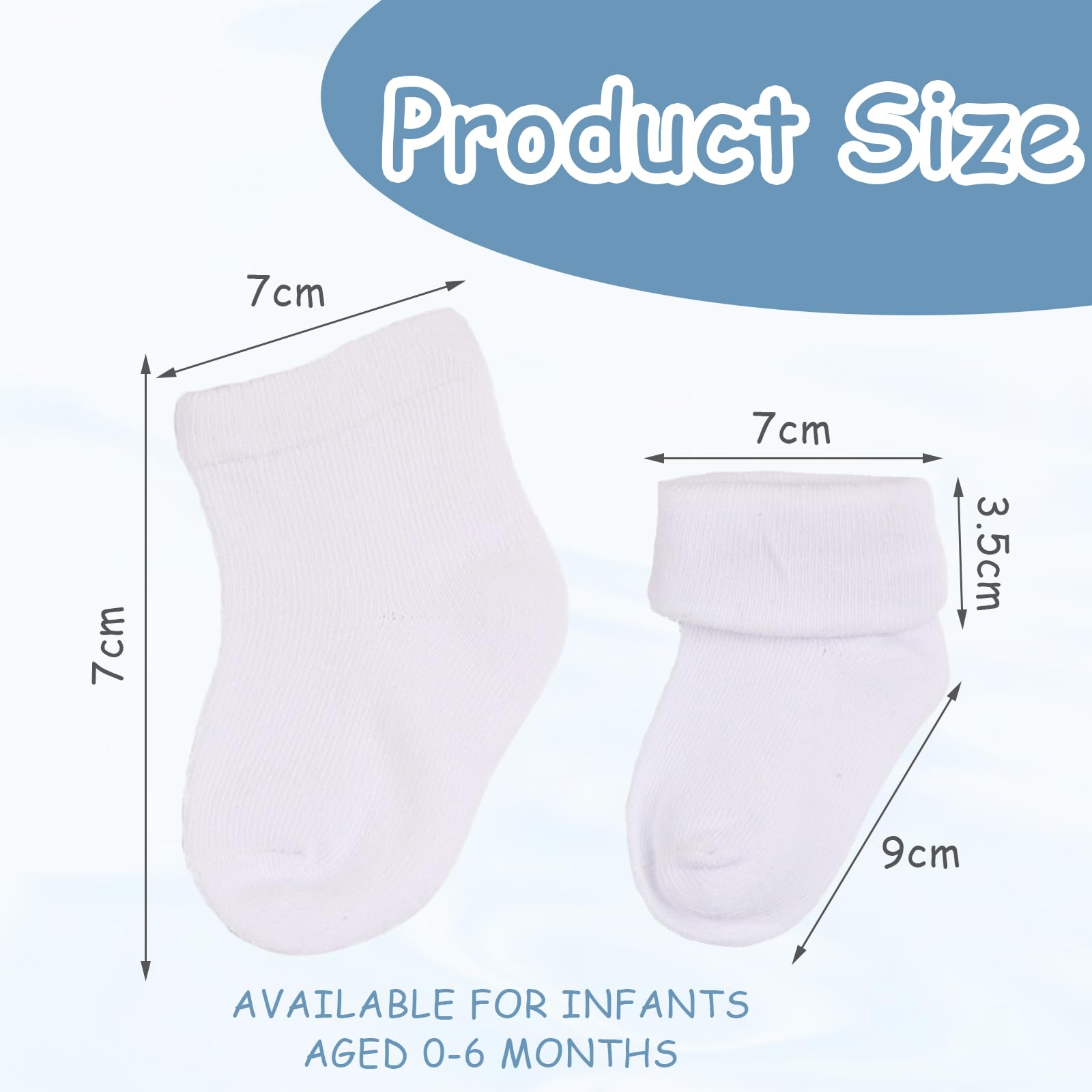 DMNQ 9 Paar Babysocken 0-6 Monate Baumwolle Unisex Socken Baby Sneaker Socken Ankle Boys and Girls Socks Weiß Atmungsaktiv für Neugeborene Säugling für Kleinkind Taufe Schuhe und Socke-n Set