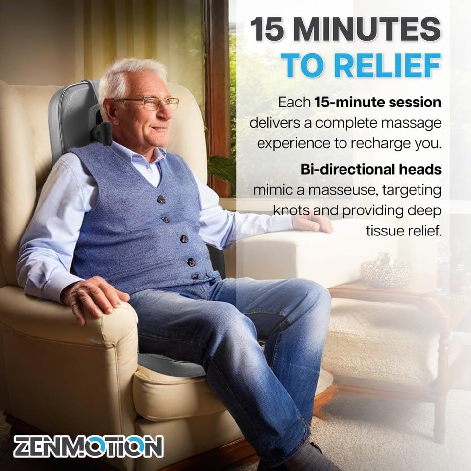 Miniatura 6 de Masajeador de espalda completa con almohadilla para silla de masaje Shiatsu, masajeador de espalda Shiatsu de 12 puntos para silla con masaje de