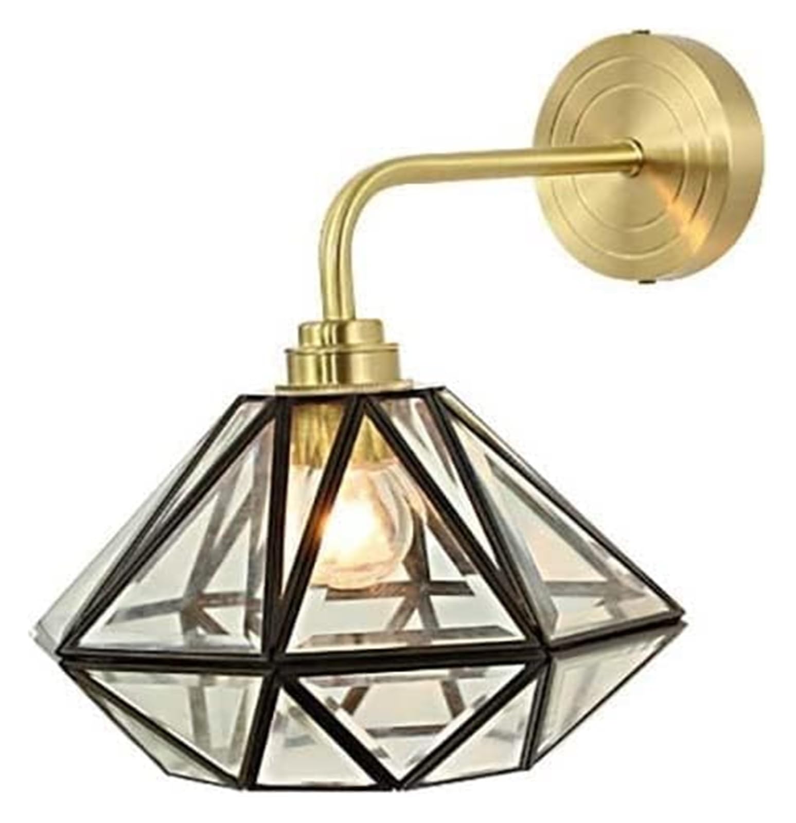 SYAXVOM Wall Lamp Japanese Style Brass Glass Lampshade Light Dining Room Home Living Bedroom Bedside Corridor Aisle Sconce Lighting