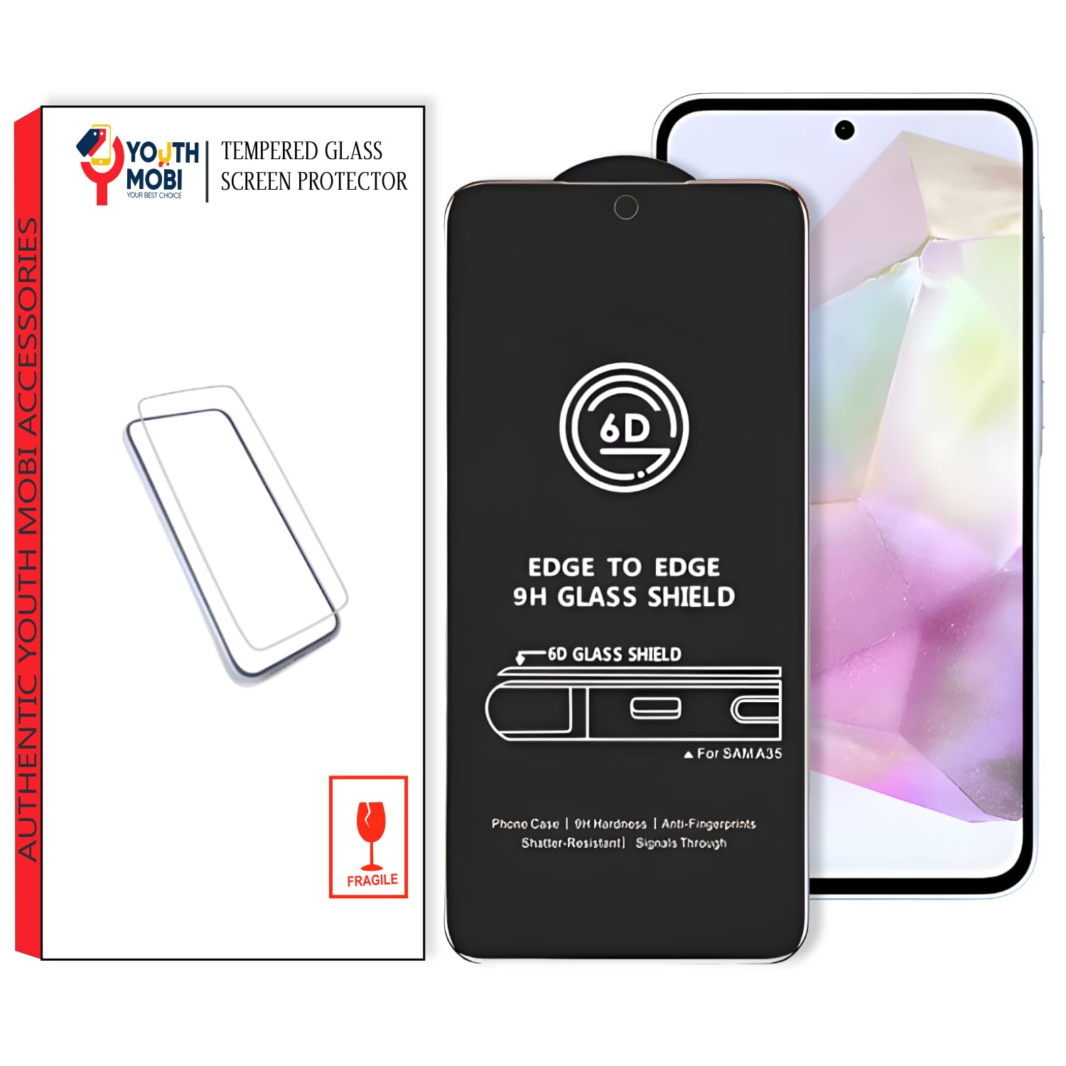YOUTH MOBI Tempered Glass Screen Protector Guard For Samsung Galaxy A35 5G (Black) Smartphone Edge To Edge Coverage With Easy To Installation Kit (B0CYRCR17V) Amazon Price History, Amazon Price Tracker