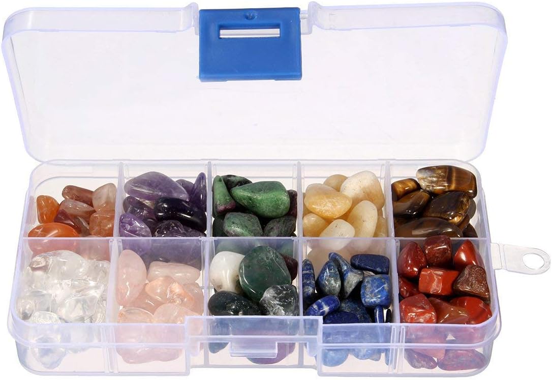 Crystal Quartz,1/2 lb 10-Stone Mix:Red Crystal.Amethyst,Red&Green Gem,Yellow Agate,Tiger's Eye,Turquoise,Rose Quartz,Green Olives,Lapis Lazuli,Red Agate, Raw Natural Crystals