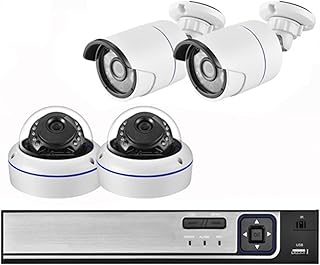 TILAJO Video monitoring 8CH 5MP Dome IP Camera Outdoor Video Surveillance Set Surveillance Camera (Size : None, Color : 8CH NVR AND 4 CAMERA_USA)