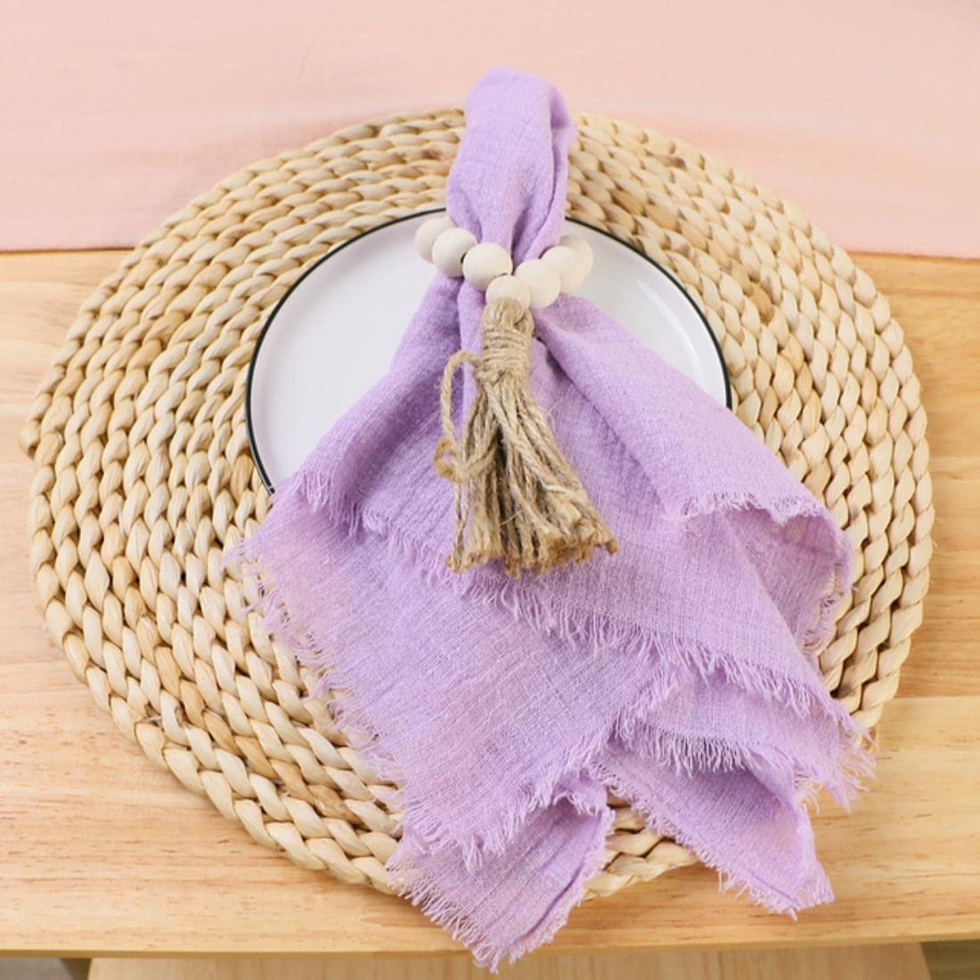 50pcs 42x42cm Serviettes de Mariage en Gaze de Coton rétro Coton étamine décor de Table torchons en Mousseline Table à dîner décor Rustique