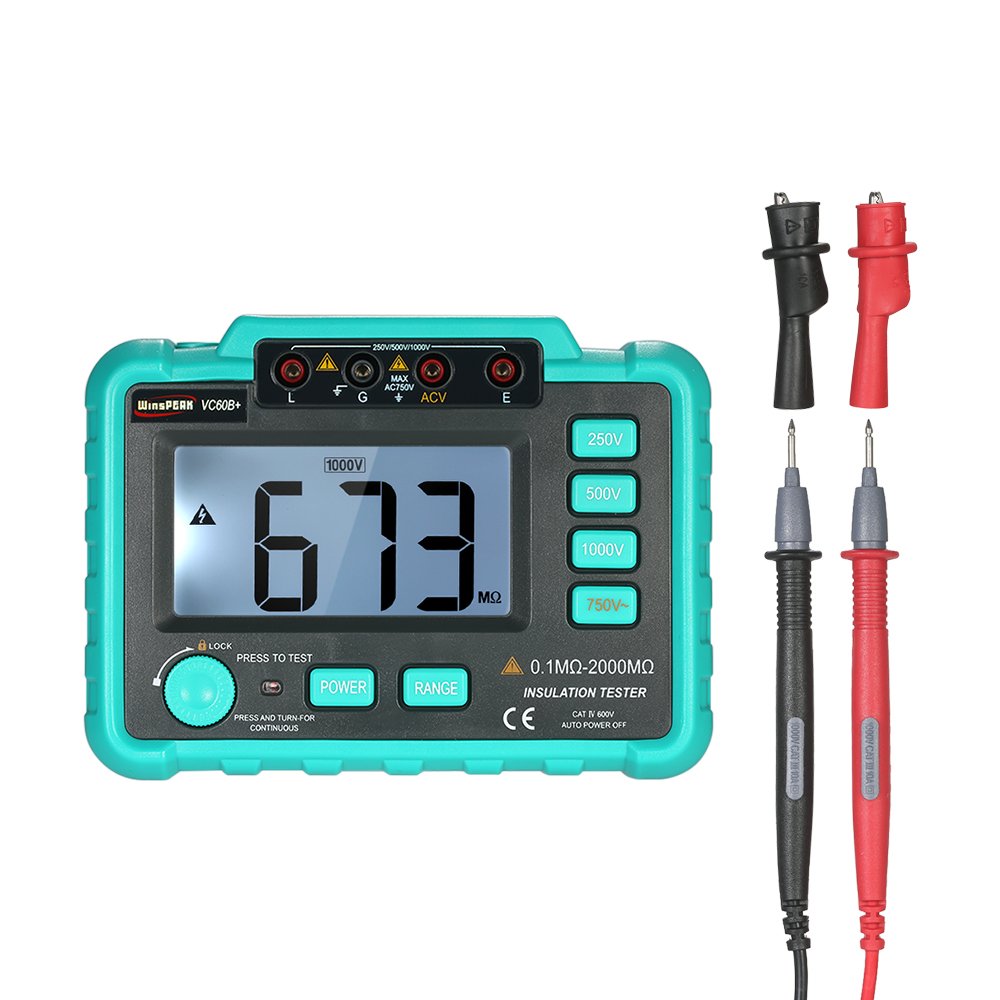 Mierniki rezystancji izolacji - VC60B+ LCD cyfrowy tester rezystancji izolacji Megaomometr DC250V/500V/1000V