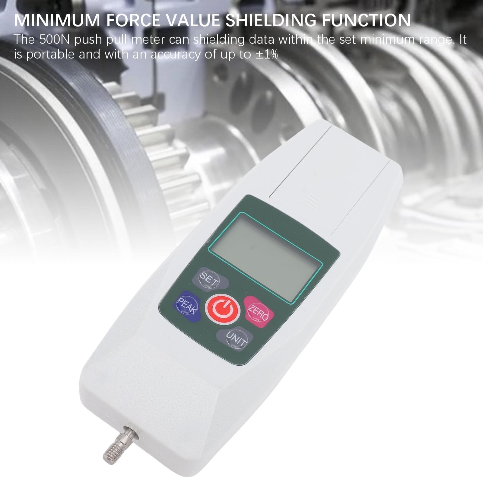 LICAEVEY Cyfrowy Dynamometr Push-pull Miernik Siły 500N, Dokładny Przenośny Miernik z Jednostkami N/kg/lb/oz, Czas Szczytowy/rzeczywisty, Podświetlany Wyświetlacz LCD, Brzęczyk Górnego Dolnego Limitu,