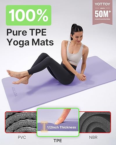 Miniatura 2 de YOTTOY Tapete de yoga extra grueso (12 pulgada), tapete profesional de TPE para ejercicio, tapete de entrenamiento antideslizante para yoga,