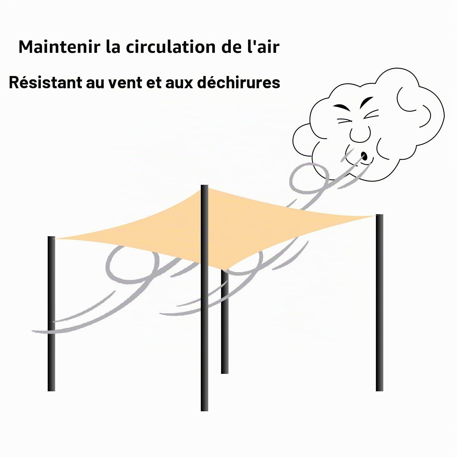 Voile D'ombrage Toile 4X8M, Résistance aux Déchirures Toile d'ombrage Rectangulaire Protection Solaire Compris Corde de Fixation Tissu Oxford pour Carport Gris Foncé