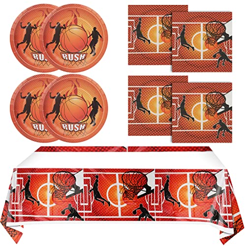 Snimics Basketball Birthday Party Decorations Basketball Plates Basketball Napkins And Basketball Tablecloth Basketball Decorations For Birthday Party-31Pcs (3-Basketball) #TOP3