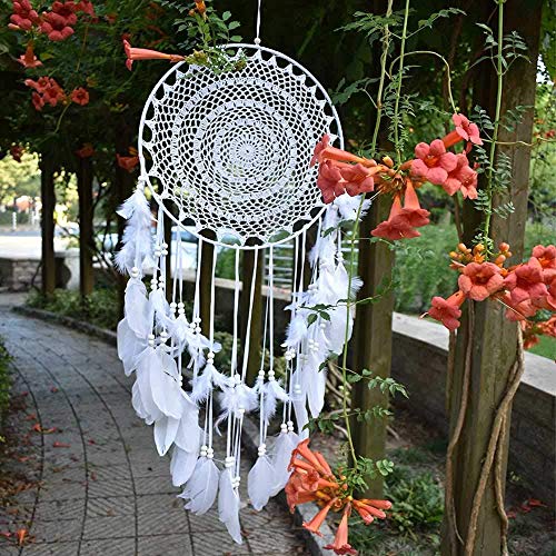 Easybravo Large Boho Dream Catcher With White Feather Macrame Wall Hanging For Vintage Wedding Home Decorations 13.7In Circle 45.3In Long #TOP5