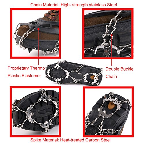 Vinqliq 19 Teeth Claws Micro Spikes Footwear Ice Traction System Crampons Non-Slip Shoes Cover for Walking, Jogging, or Hiking on Snow and Ice (19 Spikes/Black M) - Thumbnail 5
