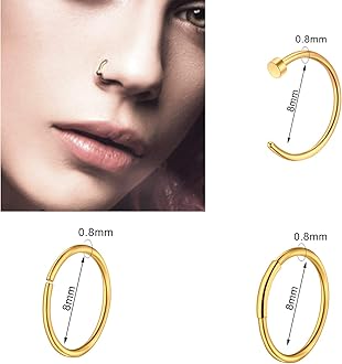 ONESING 9-40 Pcs Nose Rings - Hoops, Studs & L Shape - Hypoallergenic Stainless Steel Nose Piercings for Women & Men