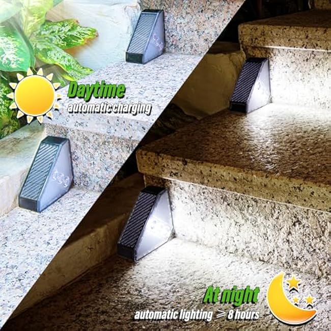 JSOT Solar Lights for Step 10 Pack, Stair Lights Outdoor Yard Decor, IP65 Waterproof Deck Lighting for Outside, Solar Powered Garden Light for Fence, Backyard, Front Porch Step, Balcony, Wall, Patio