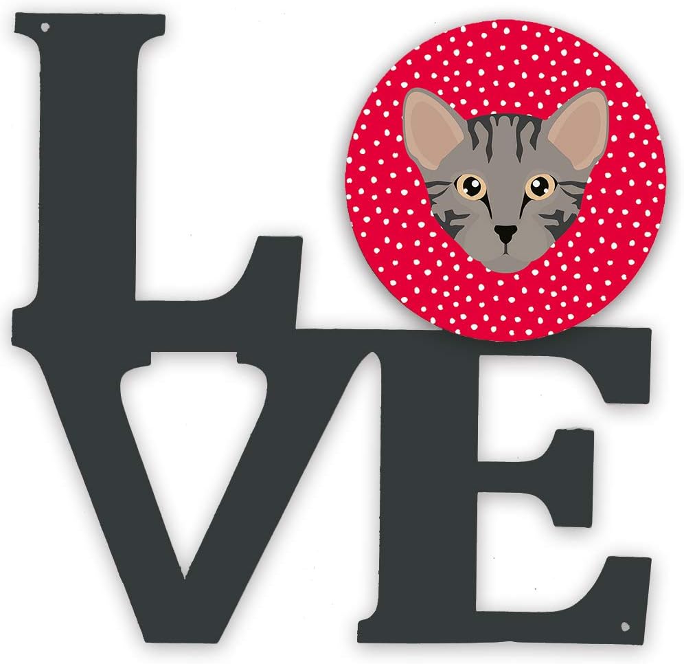 Caroline's Treasures CK5156WALV Safari Cat Love Metal Wall Artwork LOVE, Red Indoor Outdoor Art Decor Patio, Bathroom, Kitchen Colorful Aluminum and Black Steel Sculpture